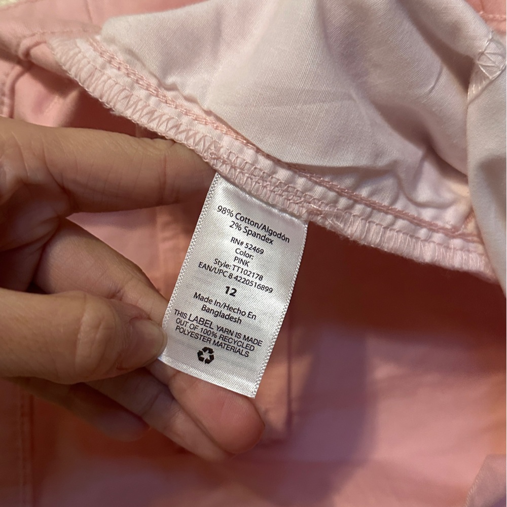 Time and Tru Wide Leg Relaxed Fit w Soft Tie Waist Cropped Pants, Light Pink, 12 - Picture 6 of 7